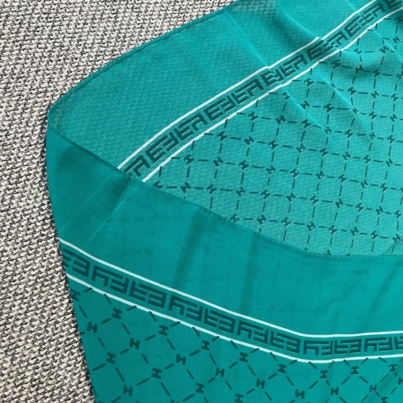 Effy Hematian Sheer Scarf Teal Turquoise Sheer Signature 18.5 x 58 - Picture 3 of 16